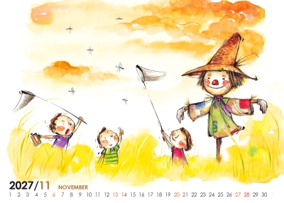 抓蜻蜓桌曆製作-11月份