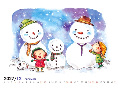 堆雪人桌曆製作-12月份