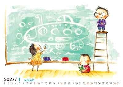 塗鴉桌曆製作-1月份