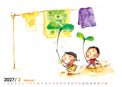 淋雨桌曆製作-2月份