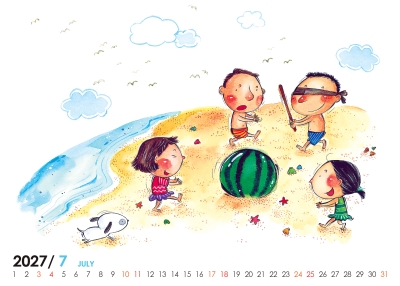 沙灘桌曆製作-7月份