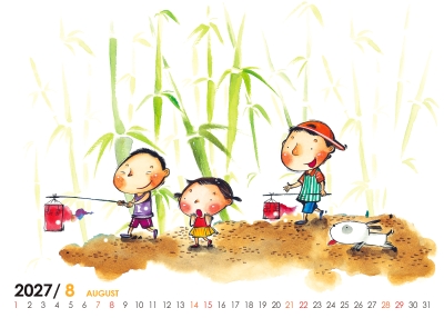 竹林桌曆製作-8月份